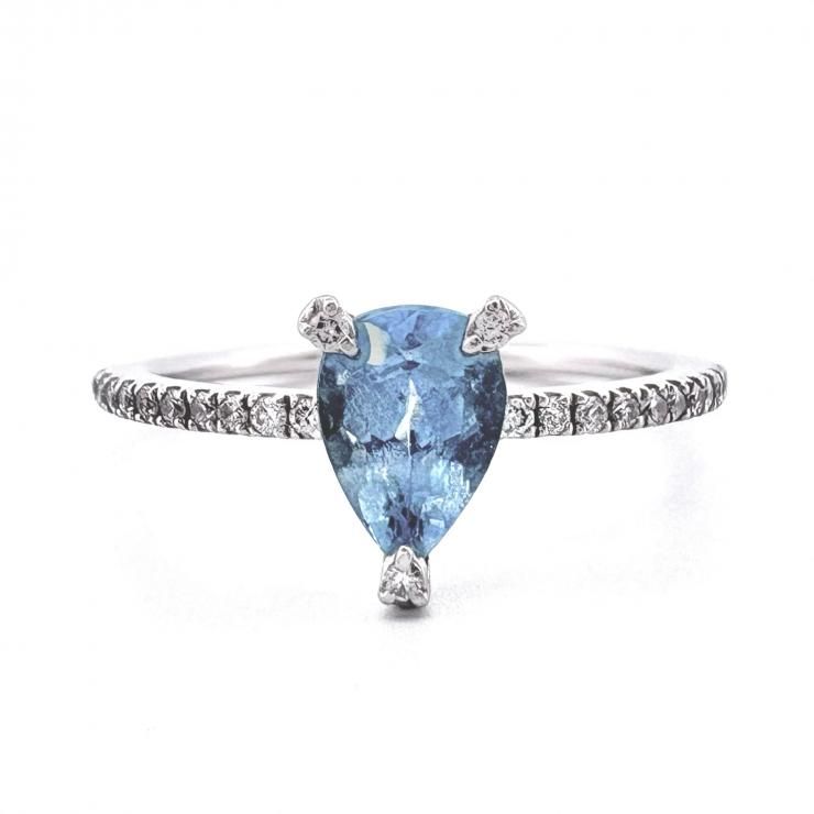 STAR JEWELRY Pt950 アクアマリン ダイヤモンド 0.09ct リング 指輪 