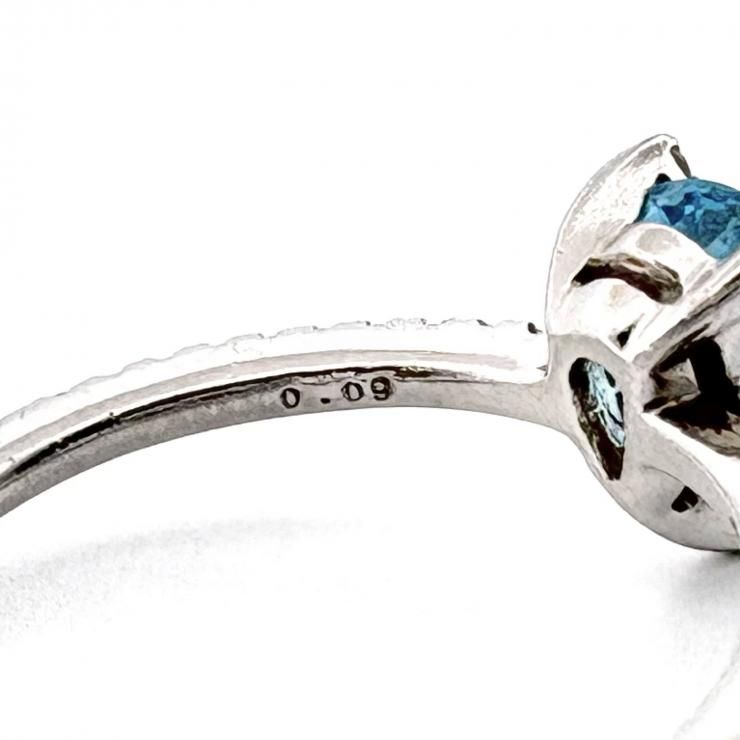 STAR JEWELRY Pt950 アクアマリン ダイヤモンド 0.09ct リング 指輪 