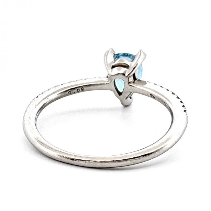 STAR JEWELRY Pt950 アクアマリン ダイヤモンド 0.09ct リング 指輪 