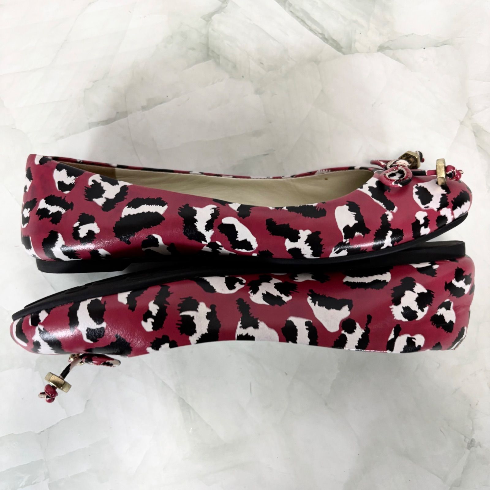 マークバイマークジェイコブス MARC BY MARC JACOBS バレエシューズ フラットシューズ レオパード柄 ヒョウ柄 リボン 36 1/2(23.5cm相当)