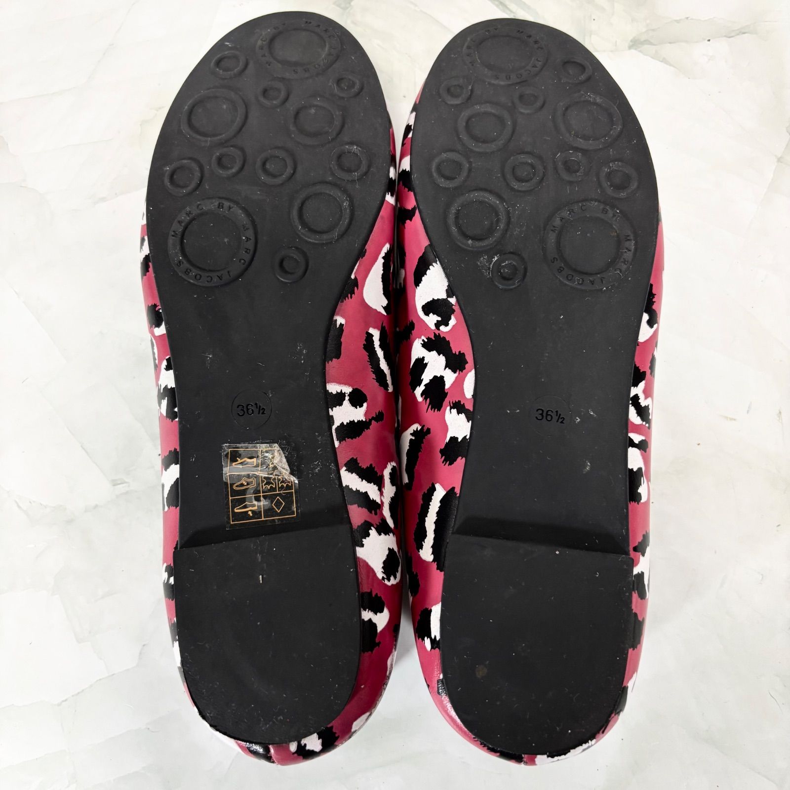 マークバイマークジェイコブス MARC BY MARC JACOBS バレエシューズ フラットシューズ レオパード柄 ヒョウ柄 リボン 36 1/2(23.5cm相当)