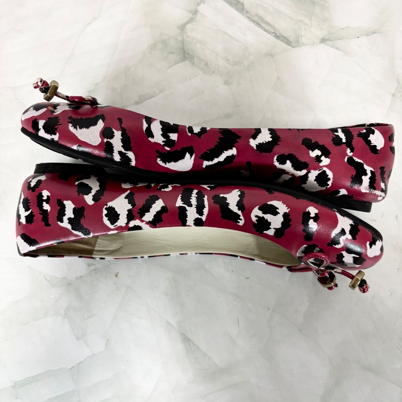 マークバイマークジェイコブス MARC BY MARC JACOBS バレエシューズ フラットシューズ レオパード柄 ヒョウ柄 リボン 36 1/2(23.5cm相当)