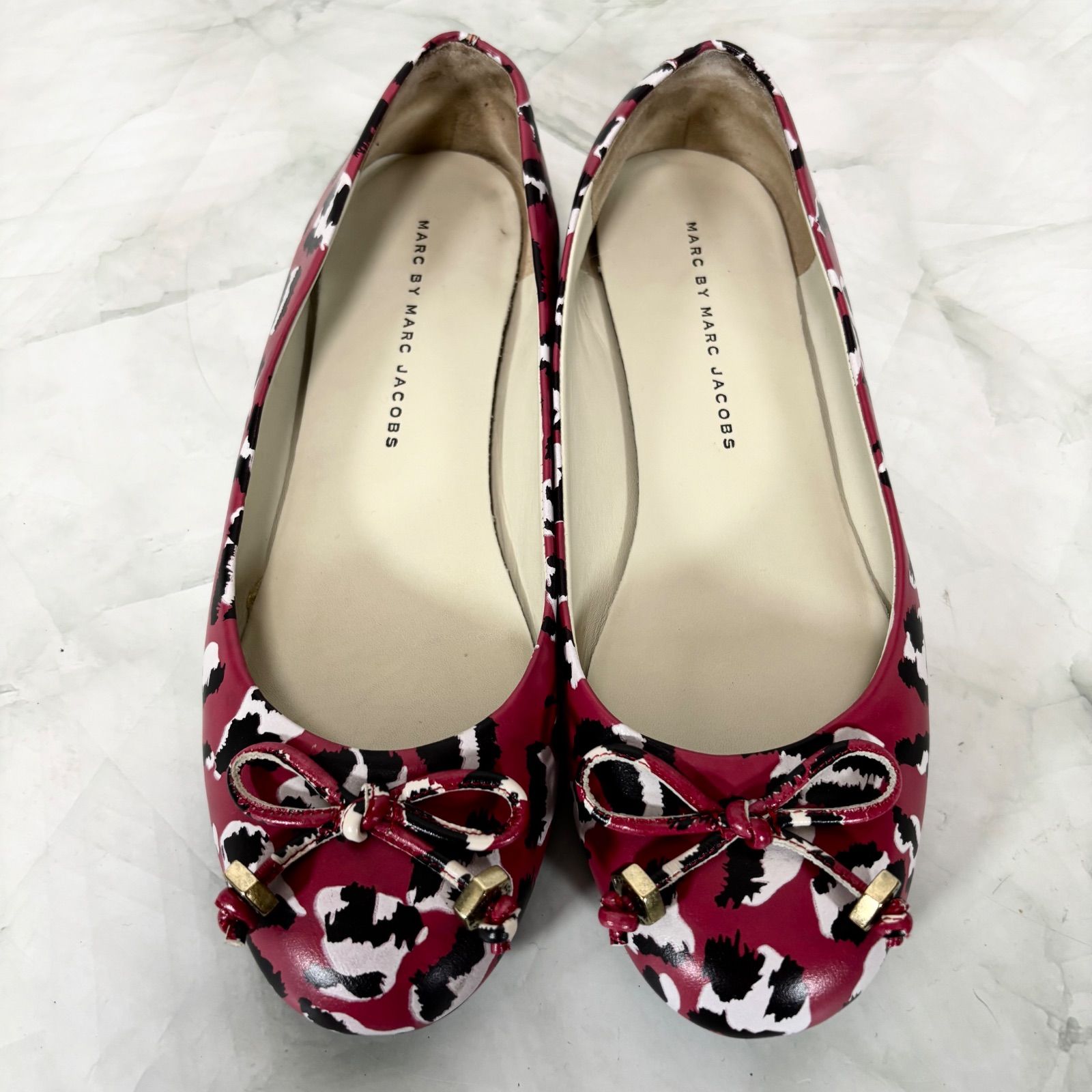 マークバイマークジェイコブス MARC BY MARC JACOBS バレエシューズ フラットシューズ レオパード柄 ヒョウ柄 リボン 36 1/2(23.5cm相当)