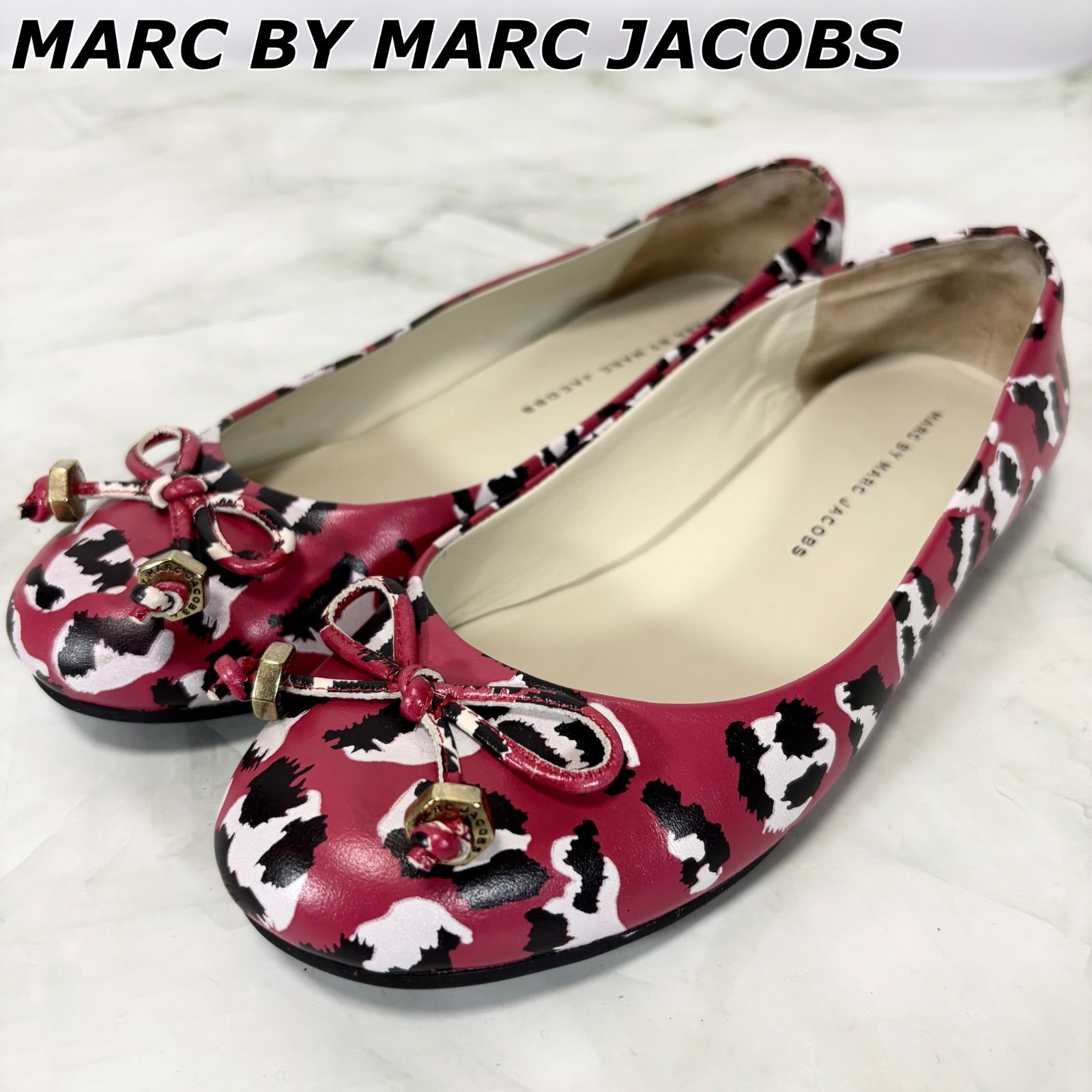 マークバイマークジェイコブス MARC BY MARC JACOBS バレエシューズ フラットシューズ レオパード柄 ヒョウ柄 リボン 36 1/2(23.5cm相当)