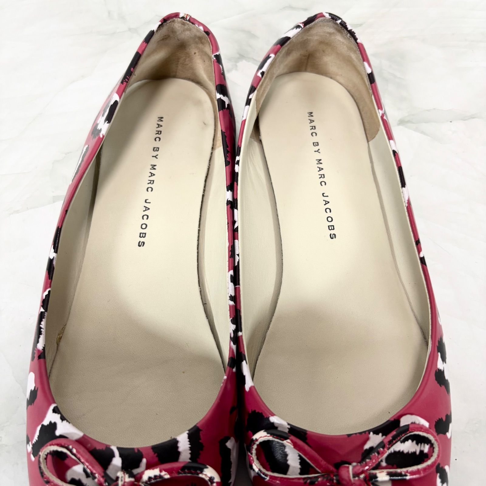 マークバイマークジェイコブス MARC BY MARC JACOBS バレエシューズ フラットシューズ レオパード柄 ヒョウ柄 リボン 36 1/2(23.5cm相当)