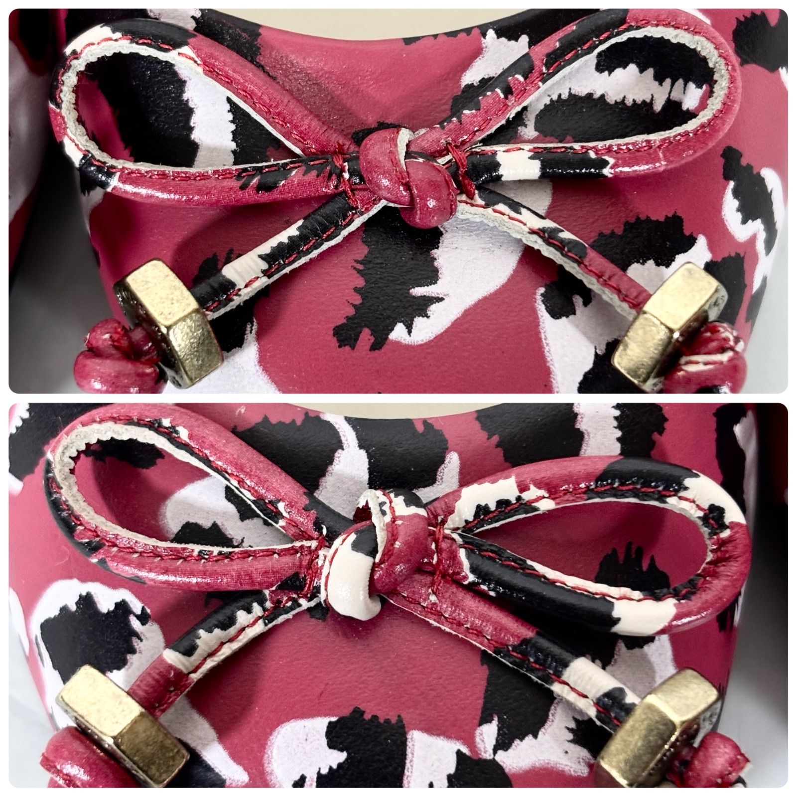 マークバイマークジェイコブス MARC BY MARC JACOBS バレエシューズ フラットシューズ レオパード柄 ヒョウ柄 リボン 36 1/2(23.5cm相当)