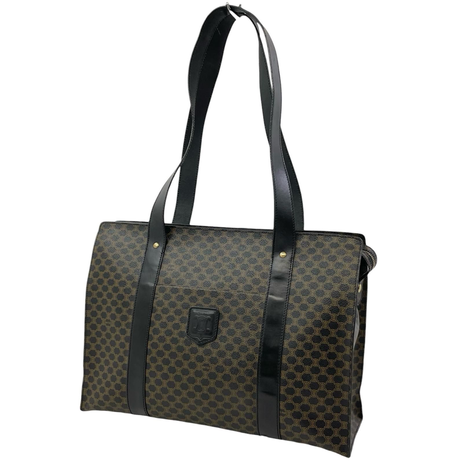 【中古】CELINE | セリーヌ マカダム トートバッグ MC97/2 ブラック×ブラウン【尾張小牧店】