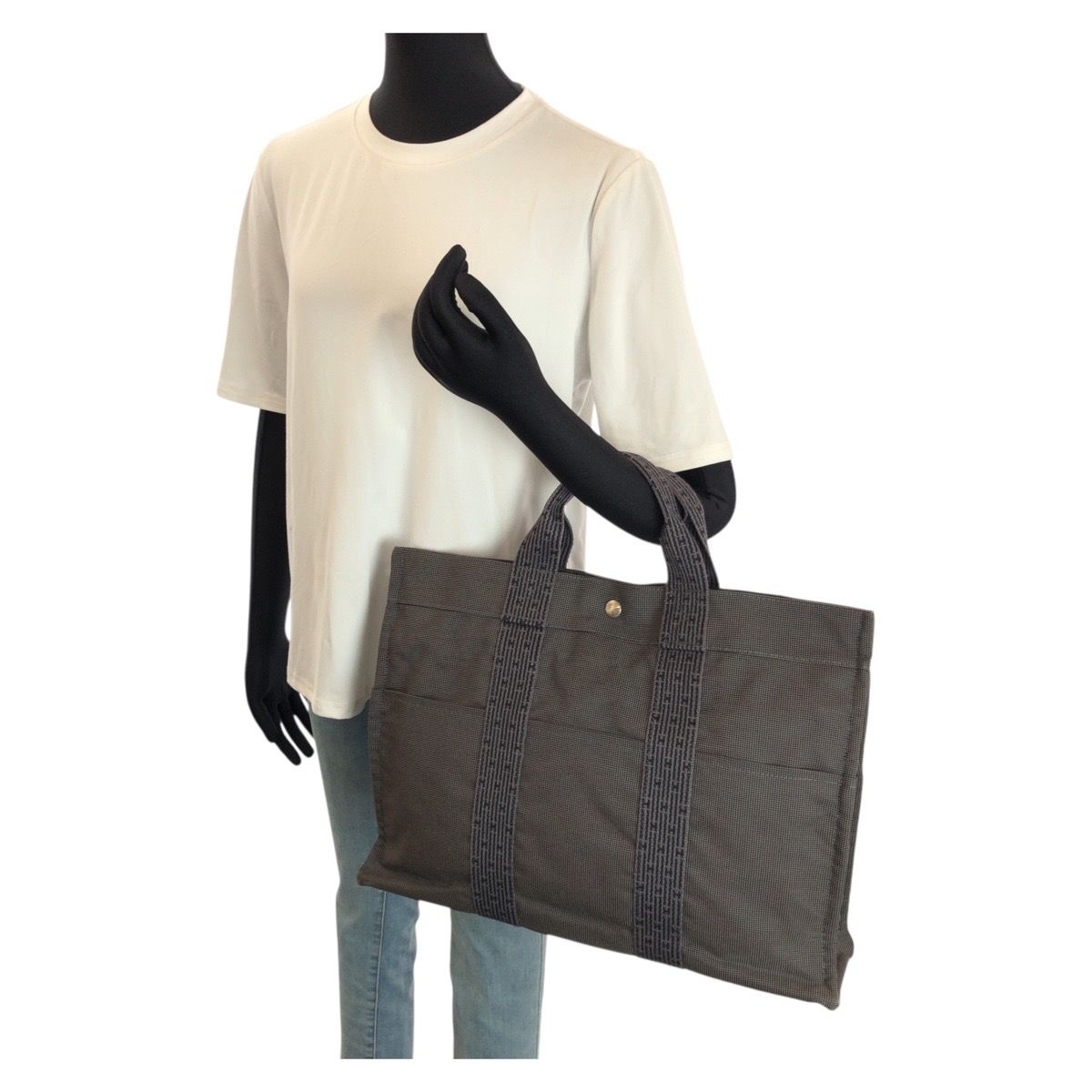 美品 HERMES エルメス エールライン MM グレー シルバー金具