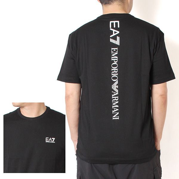 26SSモデル エンポリオアルマーニ EMPORIO ARMANI EA7 バックプリント Tシャツ【ブラック×ホワイトロゴ】 7M000567 AF10375 MC001/m-tops