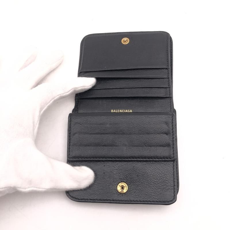 【中古】BALENCIAGA 二つ折り財布 594216・1090 ブラック 箱あり 本体使用感あり　バレンシアガ[17]