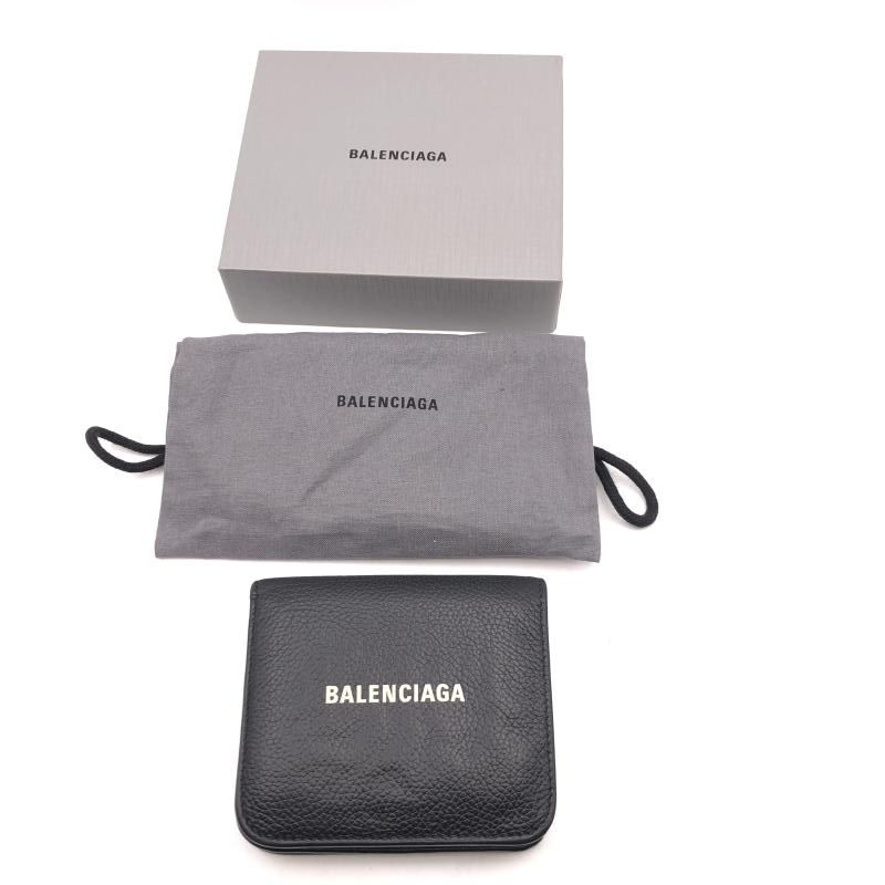 【中古】BALENCIAGA 二つ折り財布 594216・1090 ブラック 箱あり 本体使用感あり　バレンシアガ[17]