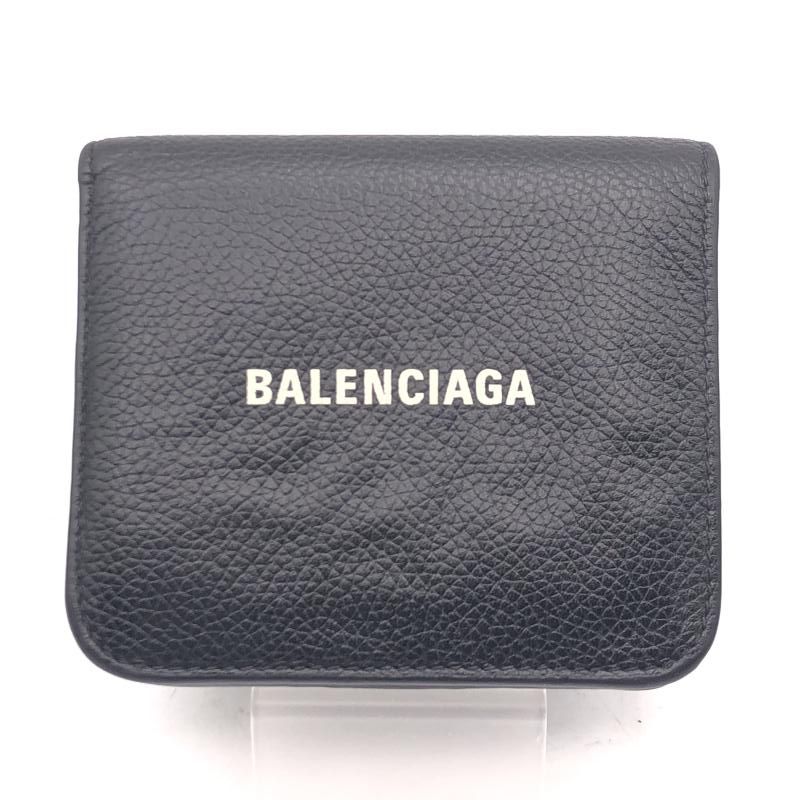 【中古】BALENCIAGA 二つ折り財布 594216・1090 ブラック 箱あり 本体使用感あり　バレンシアガ[17]