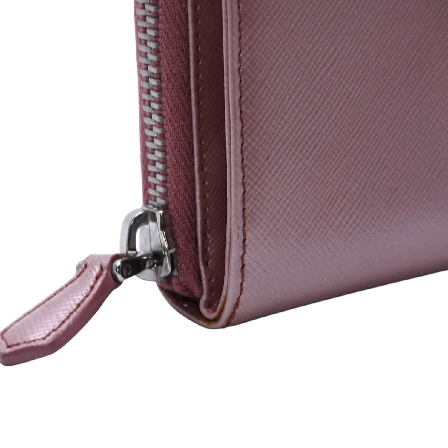 PRADA プラダ 2つ折り財布 コンパクトジップ 財布 ピンク PVC シルバー金具 1M0605R142 美品 中古 4a003019