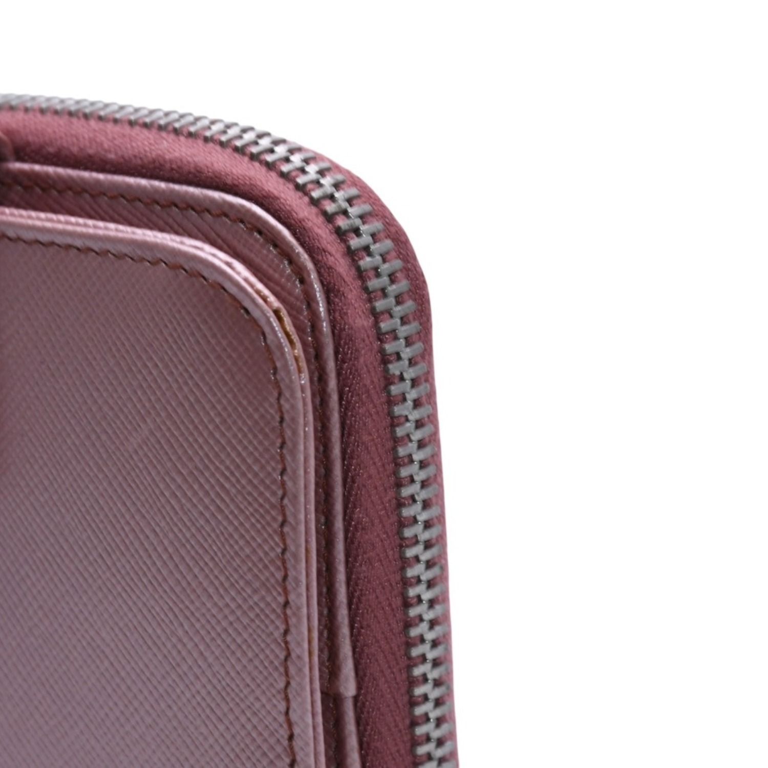 PRADA プラダ 2つ折り財布 コンパクトジップ 財布 ピンク PVC シルバー金具 1M0605R142 美品 中古 4a003019