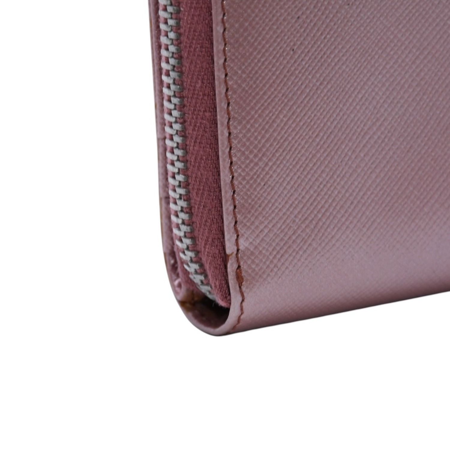 PRADA プラダ 2つ折り財布 コンパクトジップ 財布 ピンク PVC シルバー金具 1M0605R142 美品 中古 4a003019