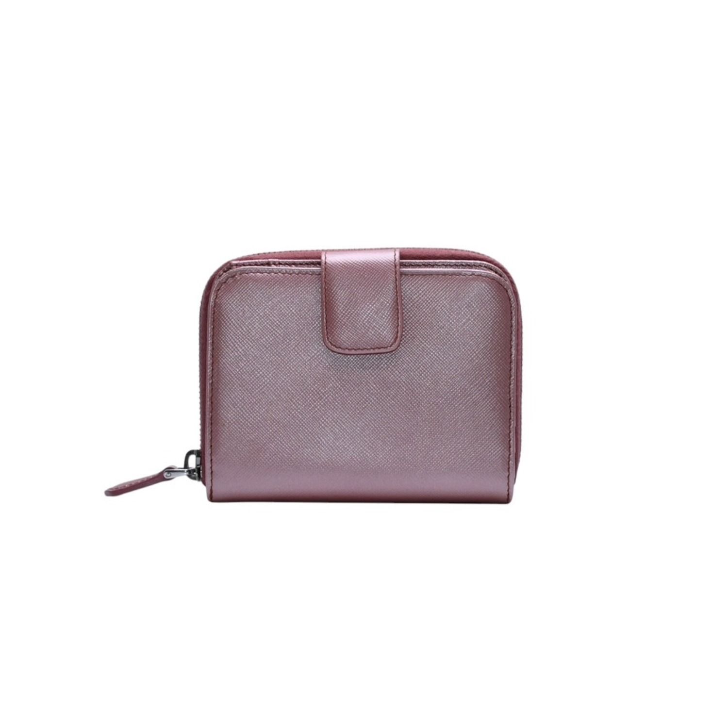 PRADA プラダ 2つ折り財布 コンパクトジップ 財布 ピンク PVC シルバー金具 1M0605R142 美品 中古 4a003019