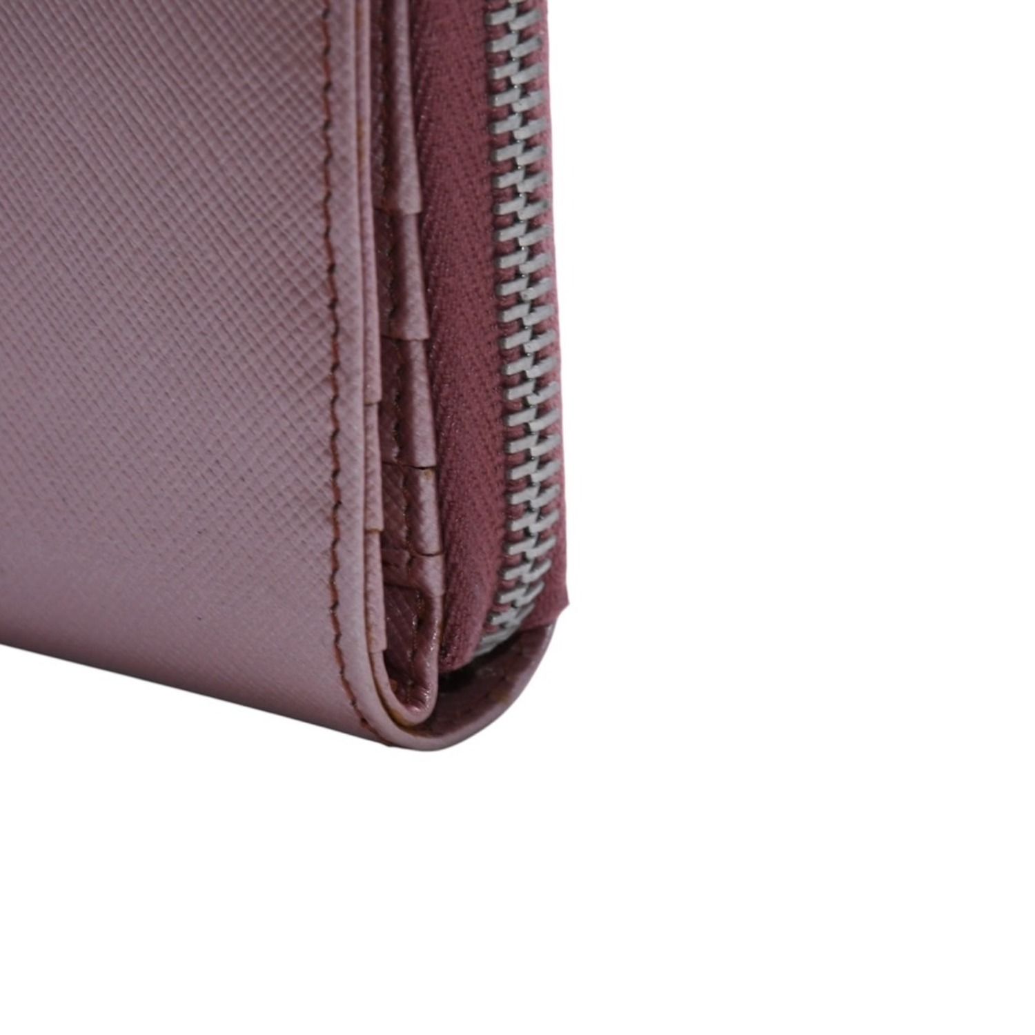PRADA プラダ 2つ折り財布 コンパクトジップ 財布 ピンク PVC シルバー金具 1M0605R142 美品 中古 4a003019
