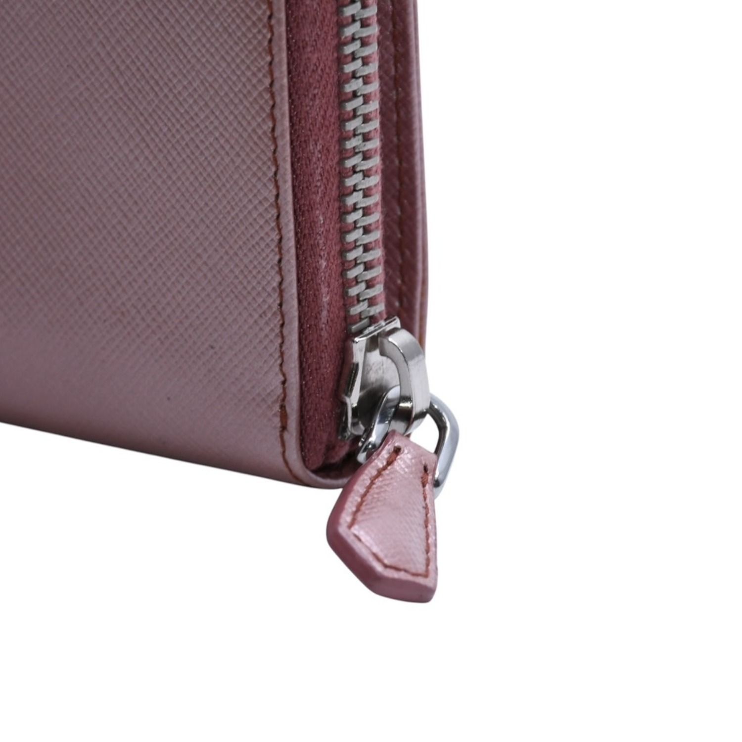 PRADA プラダ 2つ折り財布 コンパクトジップ 財布 ピンク PVC シルバー金具 1M0605R142 美品 中古 4a003019