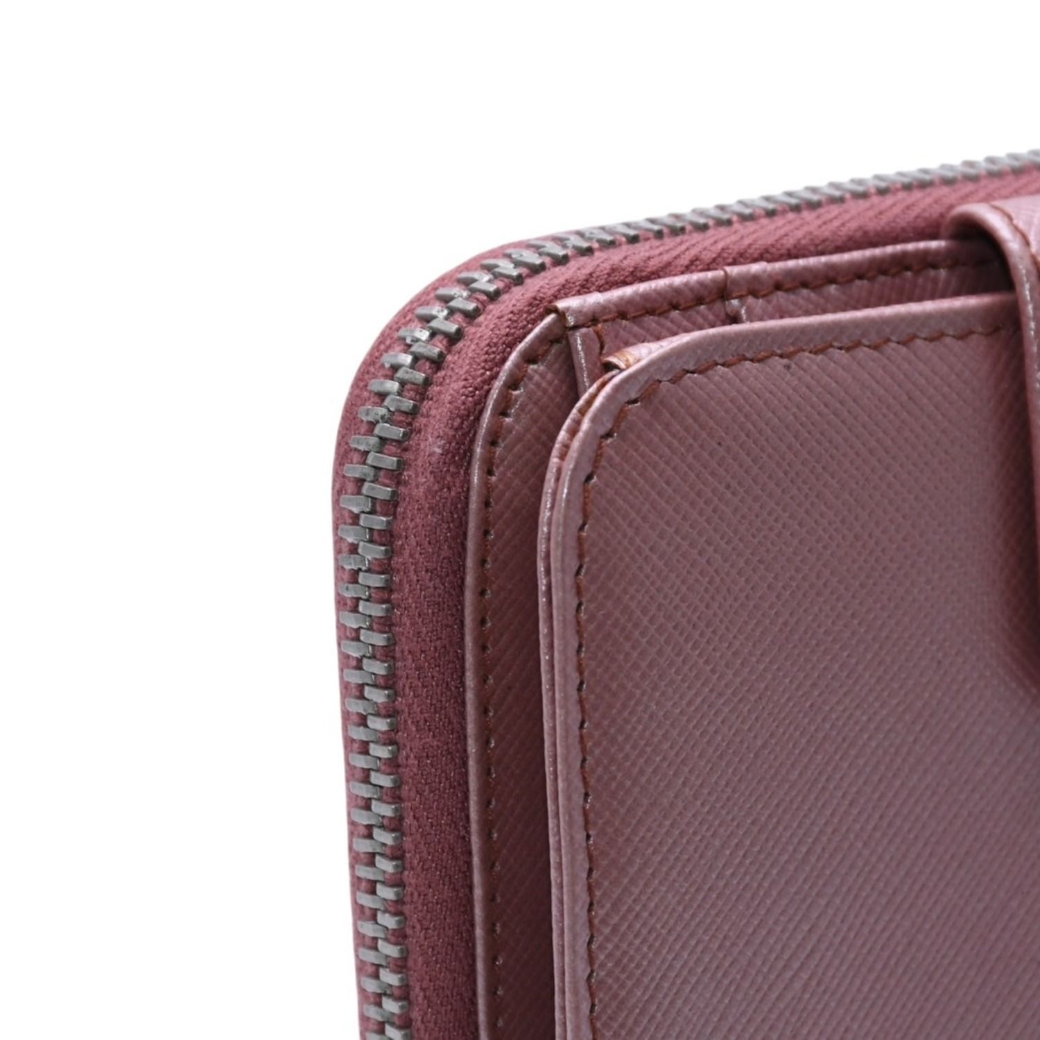 PRADA プラダ 2つ折り財布 コンパクトジップ 財布 ピンク PVC シルバー金具 1M0605R142 美品 中古 4a003019
