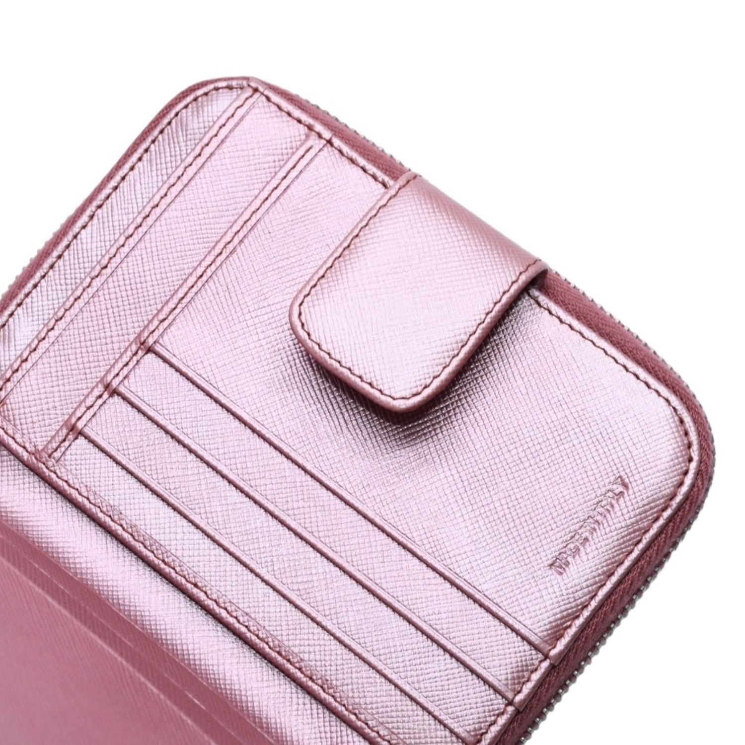 PRADA プラダ 2つ折り財布 コンパクトジップ 財布 ピンク PVC シルバー金具 1M0605R142 美品 中古 4a003019