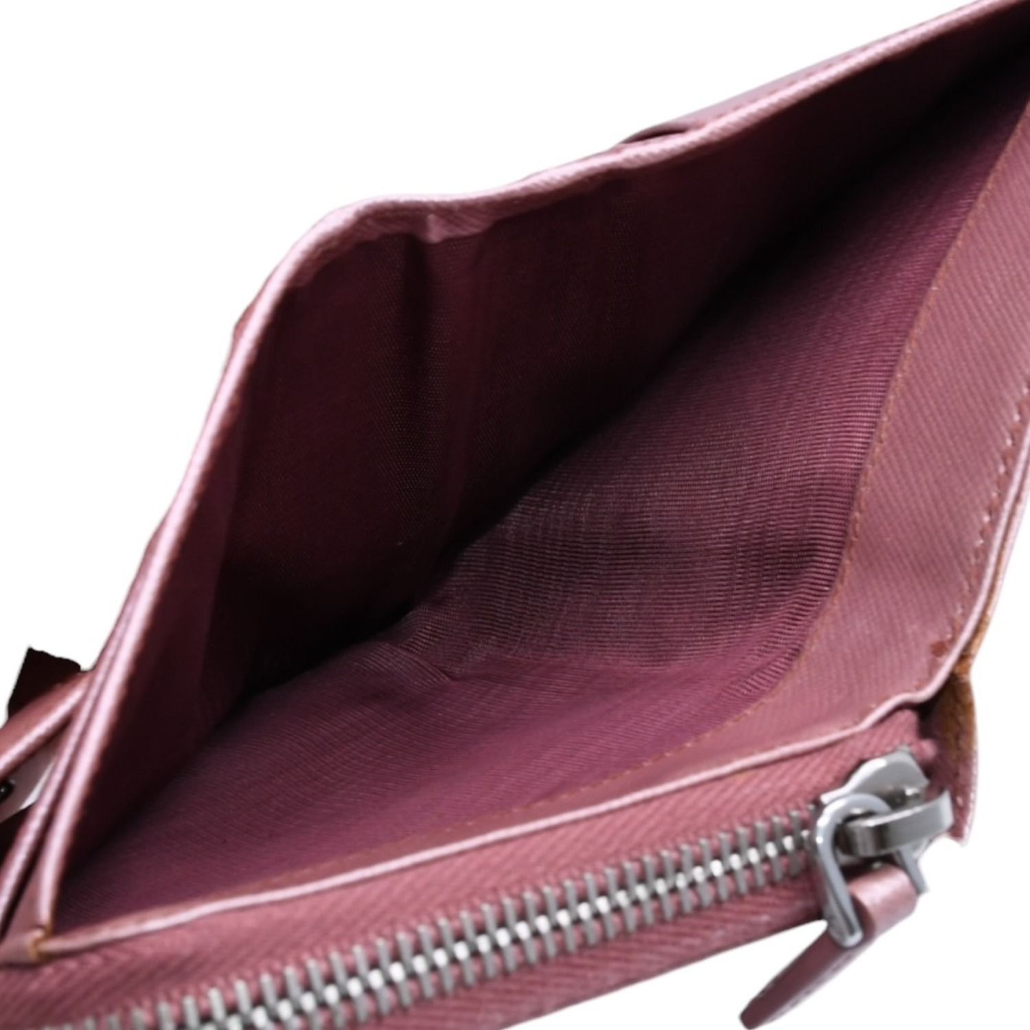 PRADA プラダ 2つ折り財布 コンパクトジップ 財布 ピンク PVC シルバー金具 1M0605R142 美品 中古 4a003019