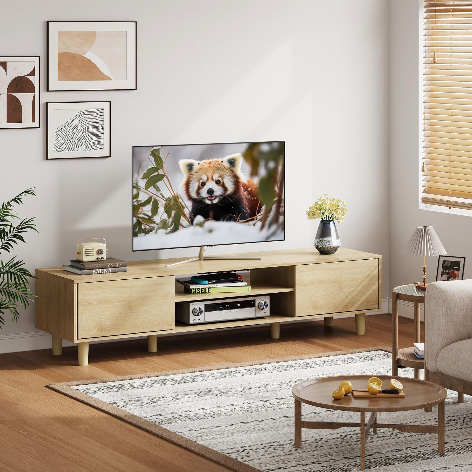 tv台 tv台 収納 大容量 ロータイプ tvボード 幅150cm 50型対応 60型対応 ローボード avボード テレビボード 木製 おしゃれ 扉付き リビング テレビ台 寝室 ADSG619 WLIVE ナチュラル