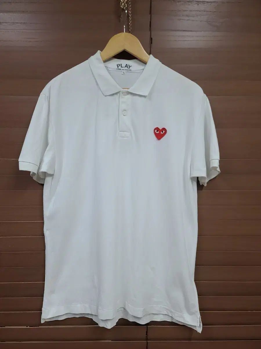 コム・デ・ギャルソン PLAY 白 ハート 半袖 ポロTシャツ XL
