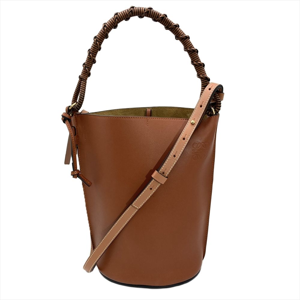 ロエベ LOEWE ゲートバケット ショルダーバッグ カーフスキン 329.56.Z85 ブラウン ゴールド金具 レディース【中古】