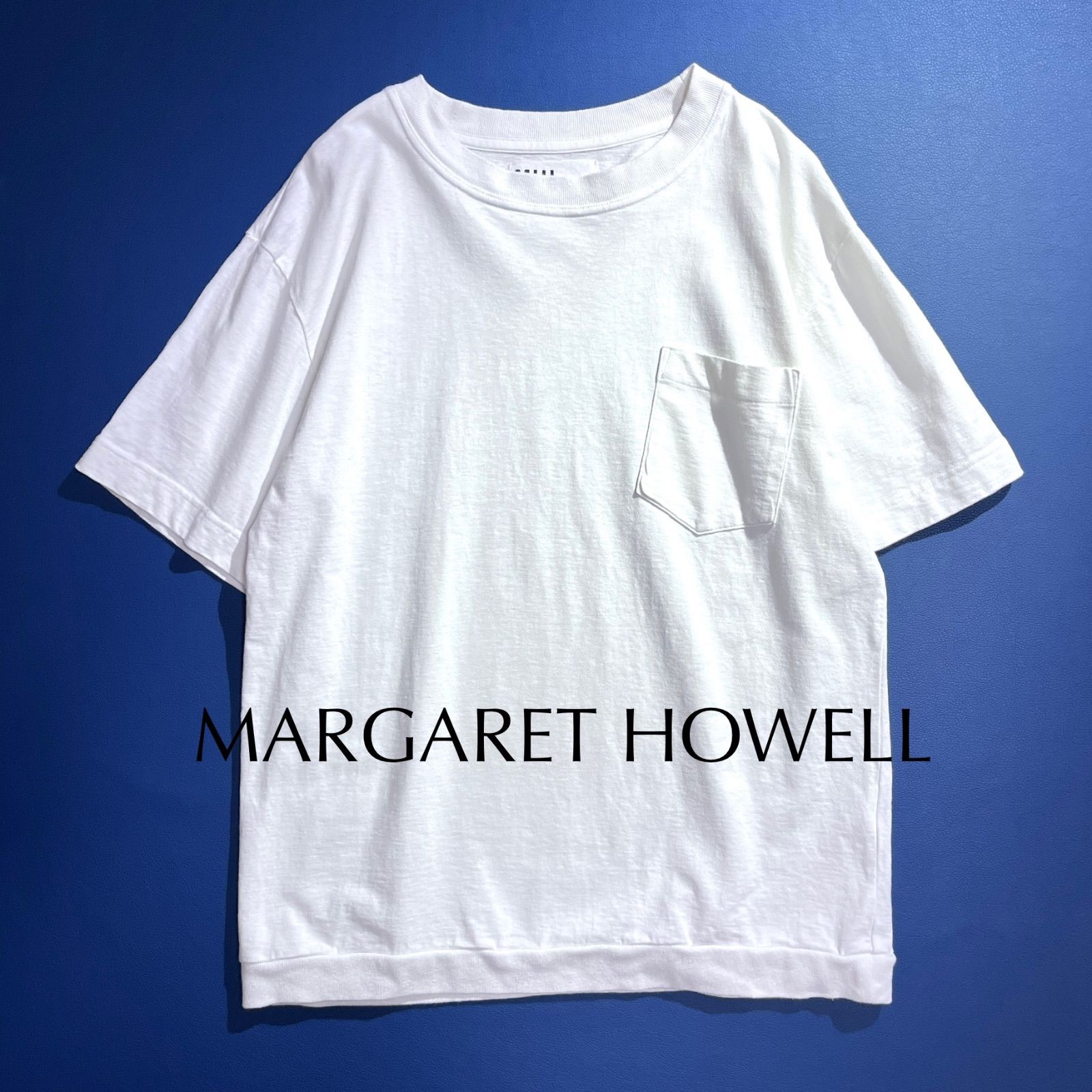 cU83 MHL. ポケットTEE マーガレットハウエル 厚手 Tシャツ M コットン100% 半袖 カットソー メンズ ホワイト 白 MARGARET HOWELL