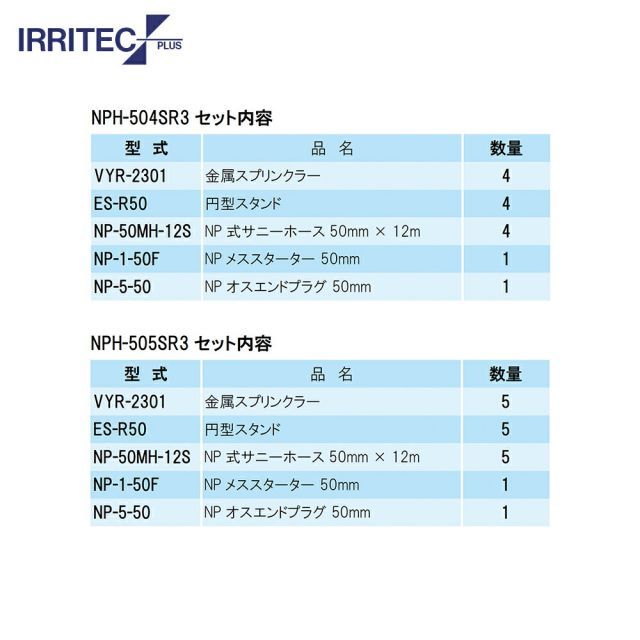 最大100%ポイントバック 確率2分の1！条件達成でチャンス最大5倍！要エントリー！イリテック・プラス｜IRRITEC ＜5本立set＞円形スプリンクラーホースセット 50mmサニーホース NPH-505SR3