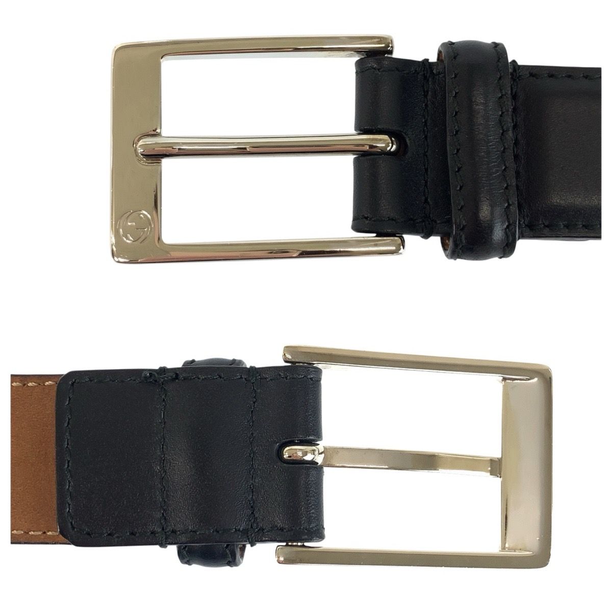 美品 GUCCI グッチ 85cm/34インチ ブラック 黒 シルバー金具 レザー