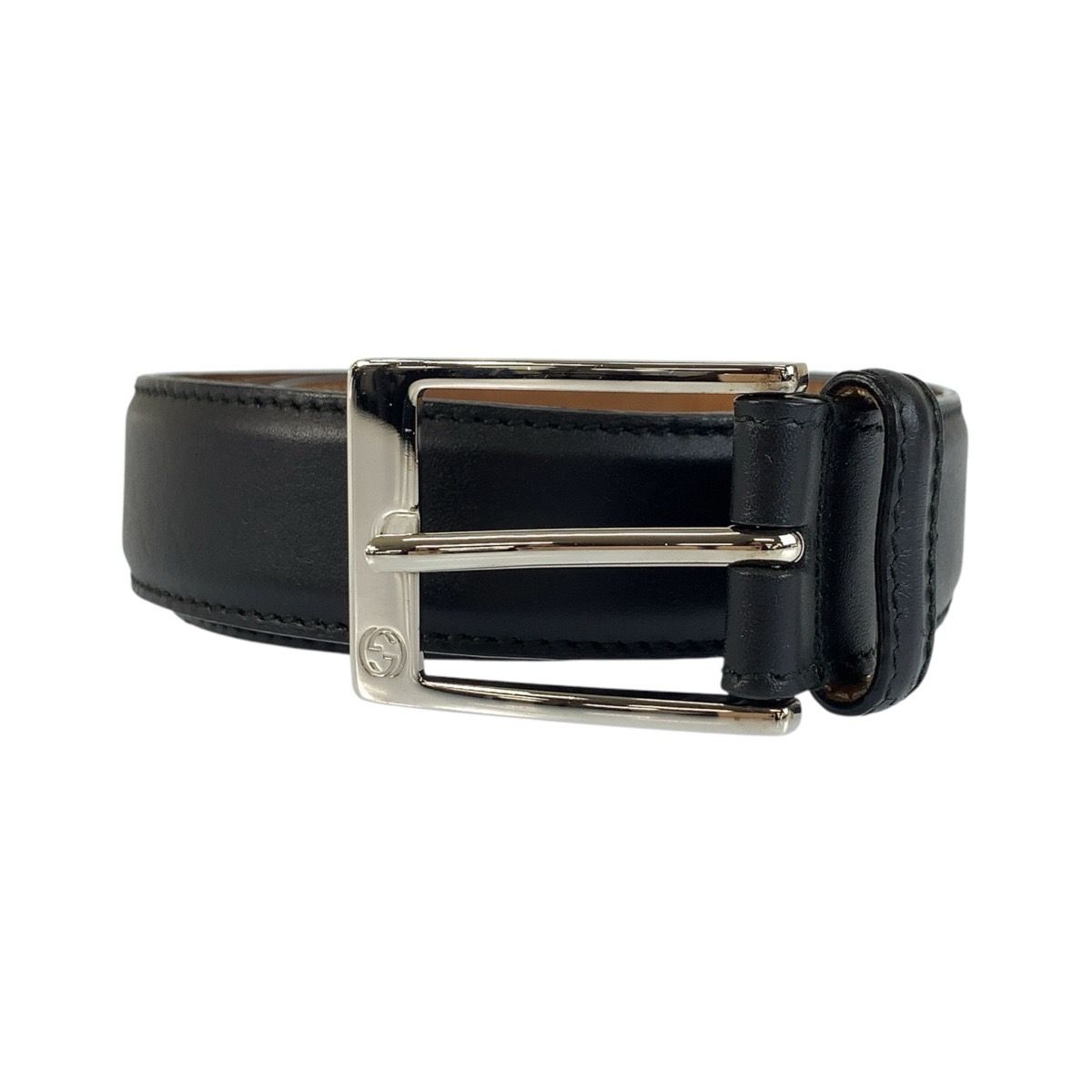 美品 GUCCI グッチ 85cm/34インチ ブラック 黒 シルバー金具 レザー