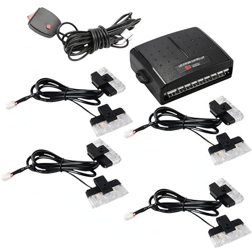 LEDストロボライト 12V/24V兼用 ホワイト 点滅モード 車内・車外装飾用 フロントグリル・バイク用 8個セット 国内発送 f5460edc