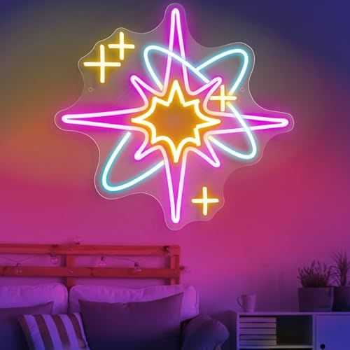 星 ネオンサイン オープン LED ネオンライト 6段階 調光可能 USB充電式 壁掛け 雰囲気作り ネオン看板 インテリア 店舗装飾 お店看板 おしゃれ かわいい バー カフェ 喫茶店 居酒屋 レストラン 誕生日 クリスマス プレゼント 横 157b727a