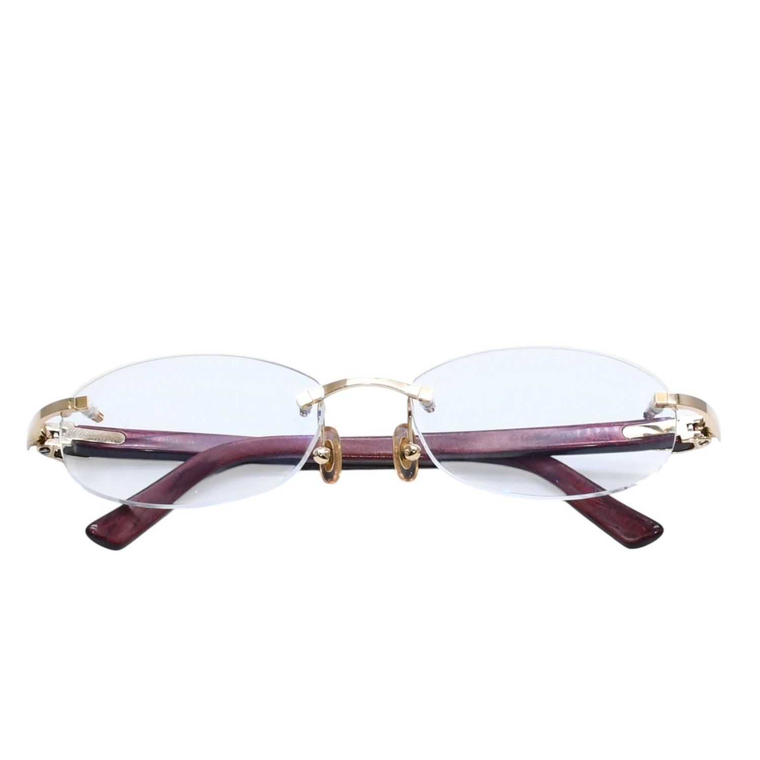 Cartier カルティエ リムレス メガネ ヴィンテージ 度あり 6179960 アセテート メタル ボルドー ゴールド金具 美品 中古 4a002753 84,700円
