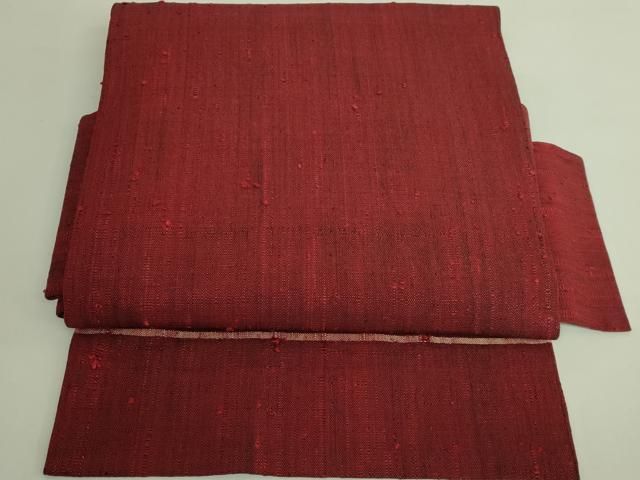 平和屋着物●極上　浦野理一　経節紬　つけ帯　濃い茜色地　逸品　未使用　DZAB6457kh6