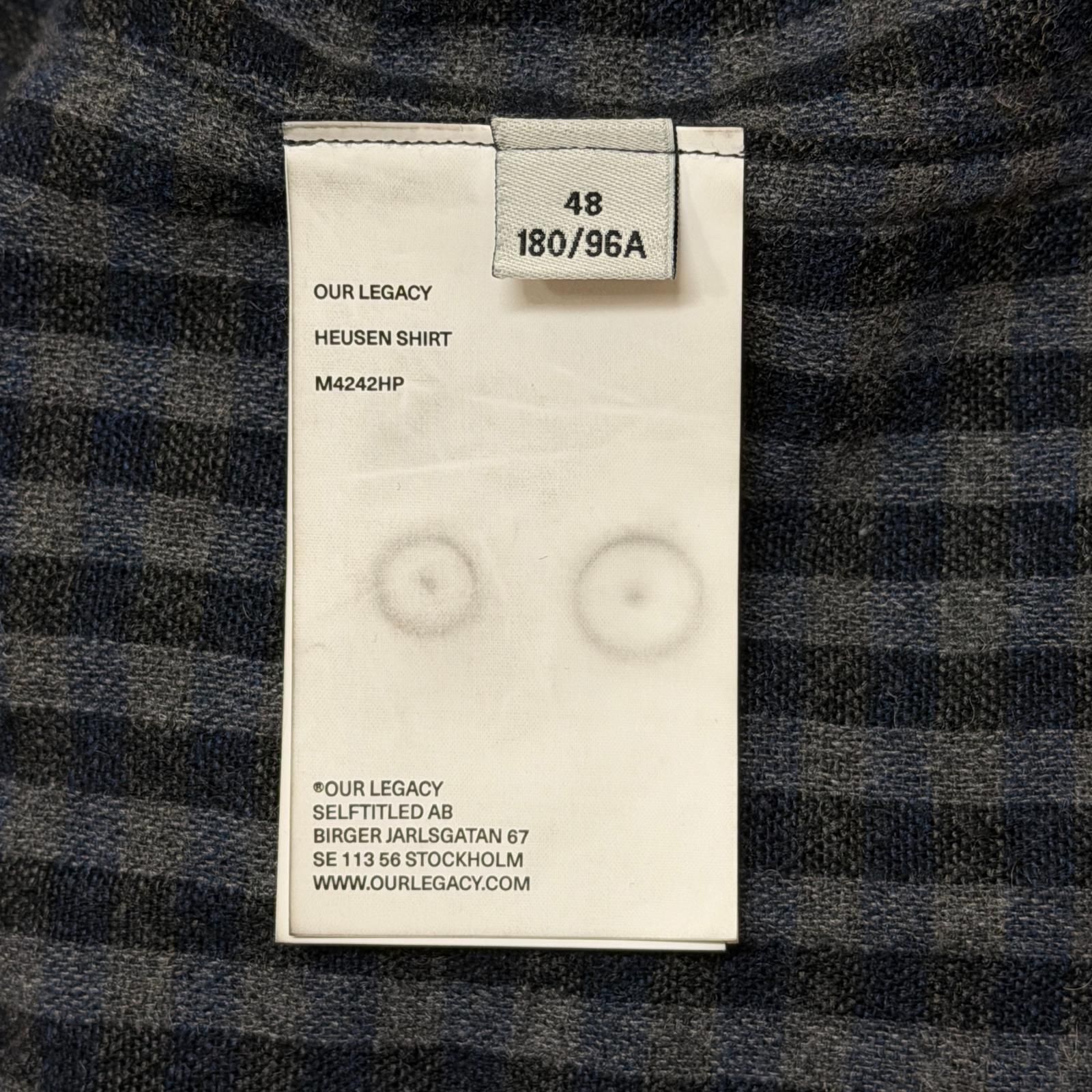 参考上代57200円 Our Legacy HEUSEN SHIRT オープンカラーチェックシャツ 長袖 開襟 アワーレガシー M4242HP 48 （15905M）