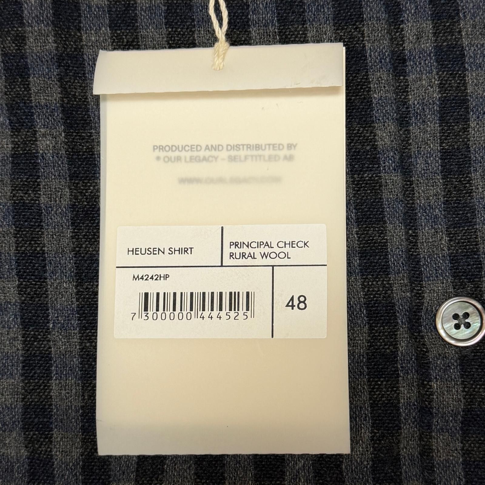 参考上代57200円 Our Legacy HEUSEN SHIRT オープンカラーチェックシャツ 長袖 開襟 アワーレガシー M4242HP 48 （15905M）