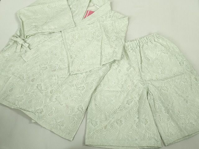 平和屋着物∴極上　夏物　レース甚平　浴衣　総レース　花唐草文　ホワイト　白地　逸品　新品　DZAB10277kh6