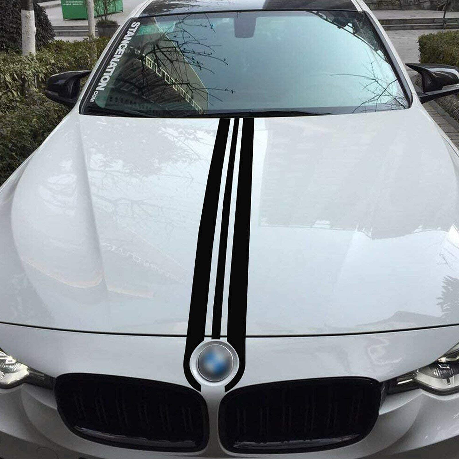 Xotic Tech JDMフードストライプステッカー スポーティなレーシングカーボディ リアトランク ビニールデカール トリム BMW 1 2 3 5 6 7シリーズに対応 ブラック Xotic Tech JDMフードストライプステッカー スポーティなレーシングカーボディ リアトランク ビニールデカール トリム BMW 1 2 3 5 6 7シリーズに対応 ブラック