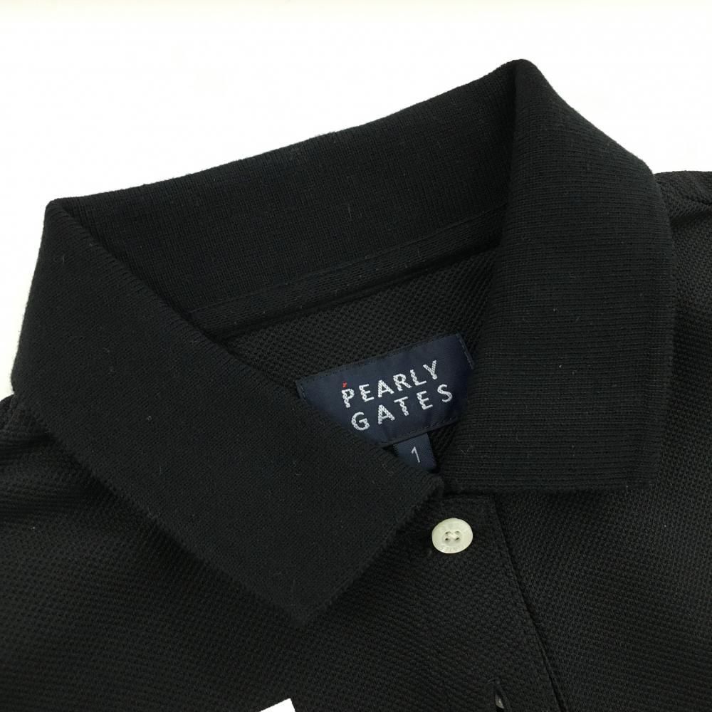 美品】パーリーゲイツ 半袖ポロシャツ 黒×白 ビッグロゴ レディース 1