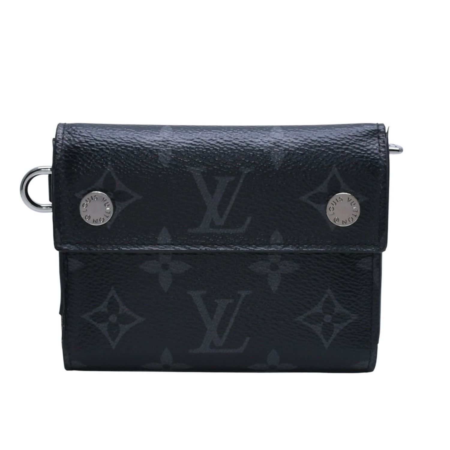 極美品 LOUIS VUITTON ルイヴィトン モノグラム エクリプス コンパクトウォレット 三つ折り財布 M63510 ブラック 中古 4a002849