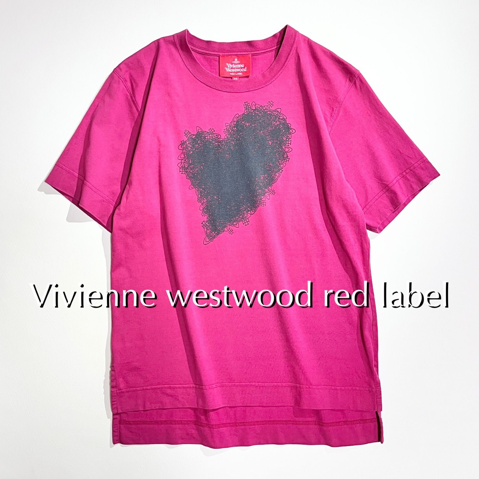 cU80 Vivienne westwood red label ハート オーブ プリント クルーネック 半袖 Tシャツ ラブ ビビットピンク キレイ色 ヴィヴィアンウエストウッド