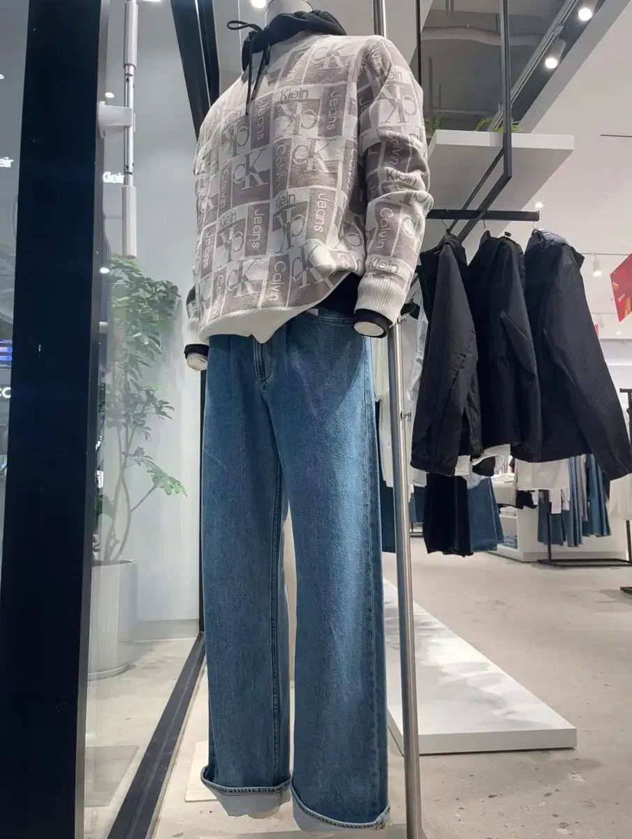 Calvin Klein カルバン・クライン ジーンズ ジーン オーバ オール ロゴ ニット M