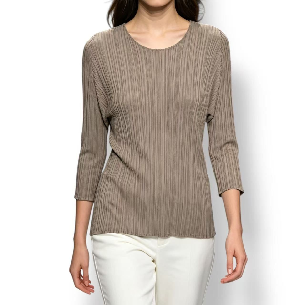 極美品 ISSEY MIYAKE イッセイミヤケ PLEATS PLEASE プリーツプリーズ カットソー グレー サイズ3