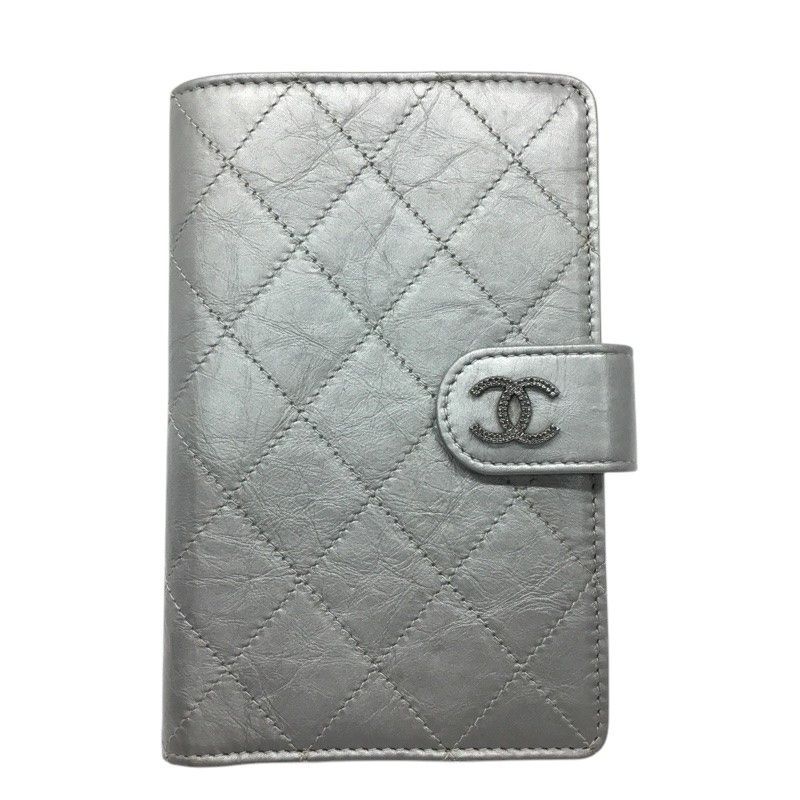 CHANEL【シャネル】ファスナー付　二つ折り財布　グレー　レザー　ココマーク　レディース【中古品/USED-B】質屋　かんてい局那覇店　ｎ3101898927300053