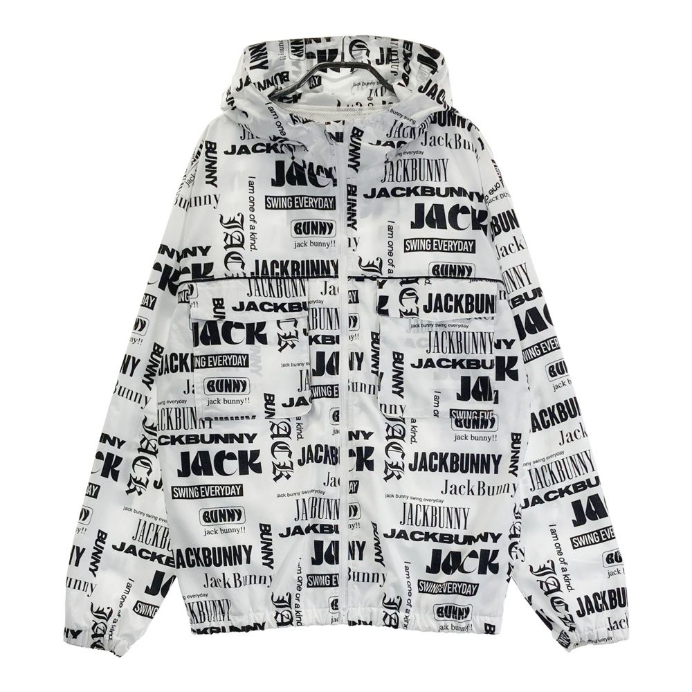 サイズ：5 JACK BUNNY ジャックバニー 2024年モデル 裏メッシュ ジップパーカー ロゴ 総柄 ホワイト系 [240101699789] ゴルフウェア メンズ ストスト
