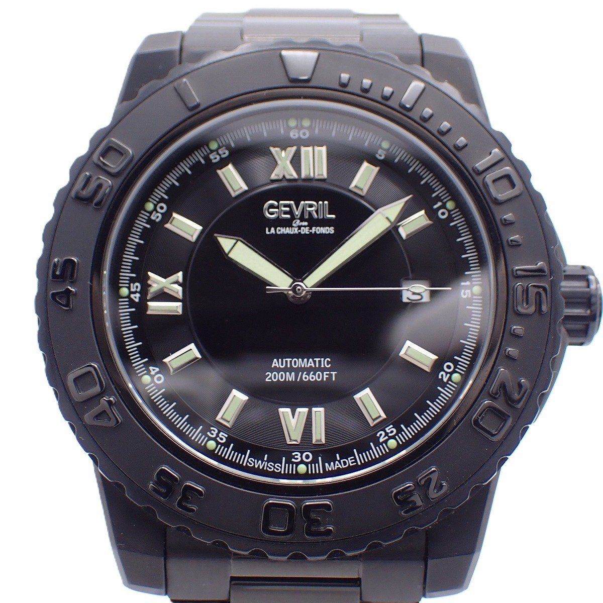 GEVRIL ジェビル Seacloud 500本限定 自動巻き メンズ 腕時計 ブラック 純正SSベルト 3122B【いおき質店】