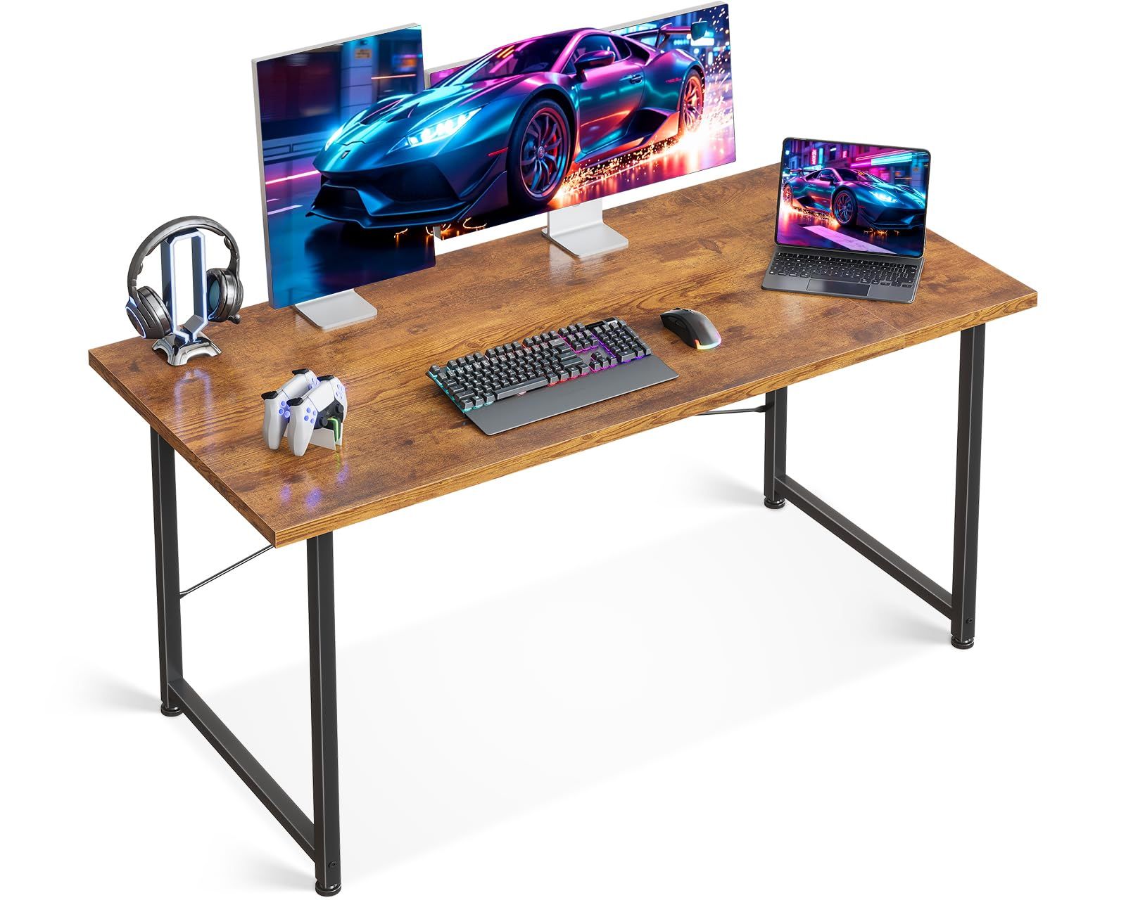 ODK パソコンデスクゲーミングデスク 机 pcデスク 幅120cm 子 ゲームデスク computer desk 在宅ワーク おしゃれ 組立簡単 ビンテージ 1