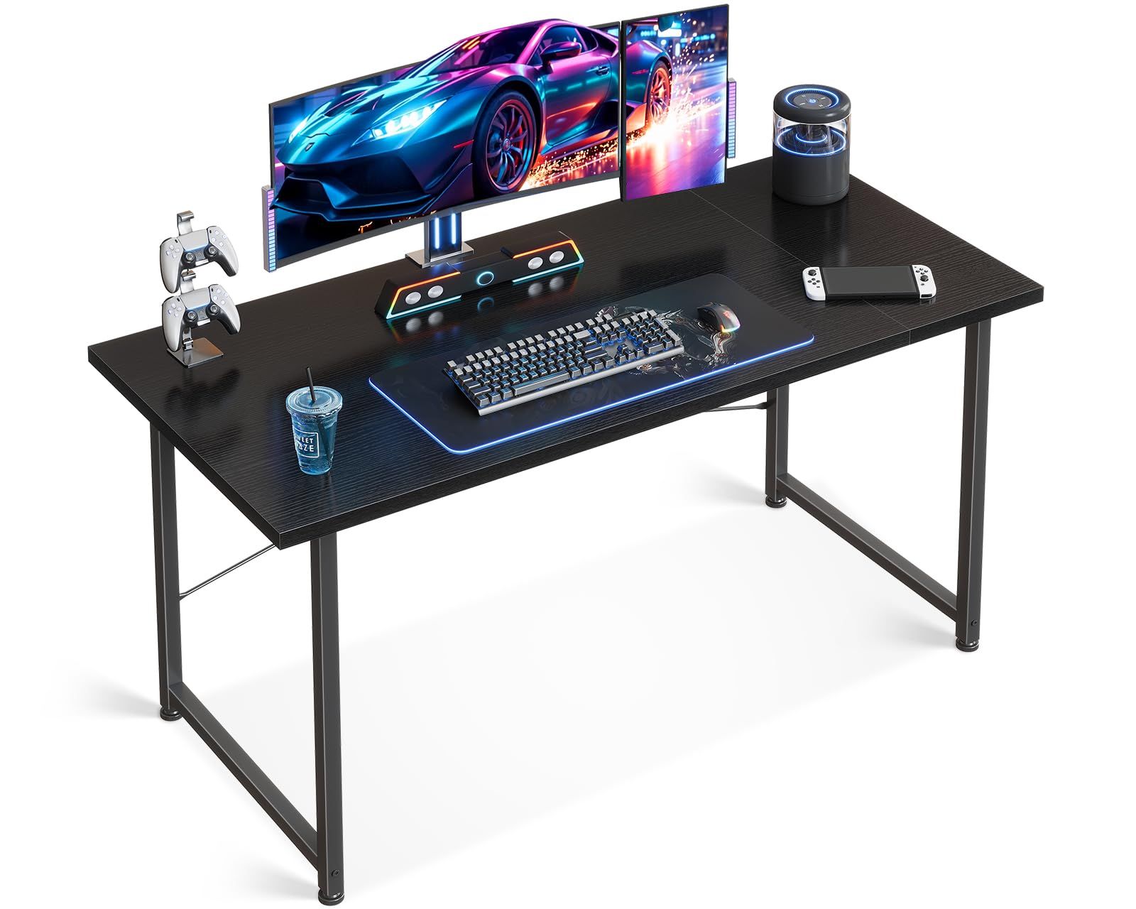 ODK パソコンデスクゲーミングデスク 机 pcデスク 幅120cm 子 ゲームデスク computer desk 在宅ワーク おしゃれ 組立簡単 ブラック 1